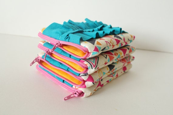 SALE small ruffle pouch -- washi triangles