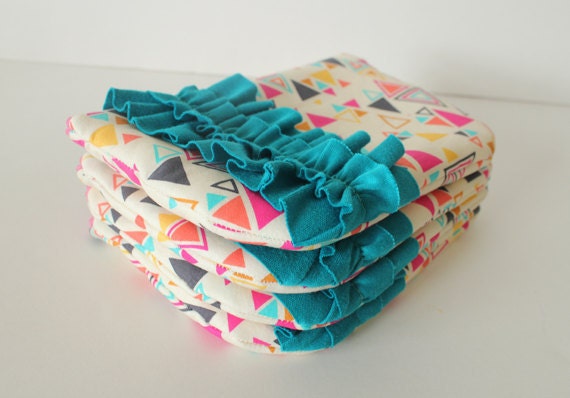 SALE ruffled clutch -- washi triangles
