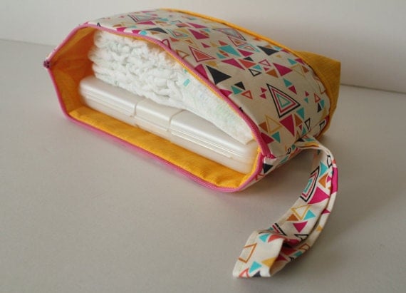 diaper clutch / diaper and wipes case -- washi triangles