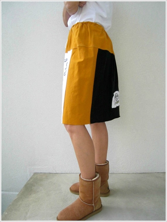 Hard Rock Cafe T Shirt Skirt / New Orleans / Pumpkin Orange Black / Women / Girls / OOAK / Mini Knee Length / Cotton / Soft / ohzie
