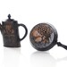 wall hanging, home decor,vintage wall decor, vintage tea, tea pot, tea kettle, gift, kitchen, mother, black, bronze, flower,