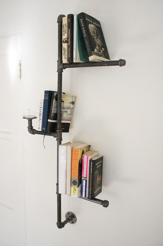 Industrial Pipe Bookshelf with Oil Candle