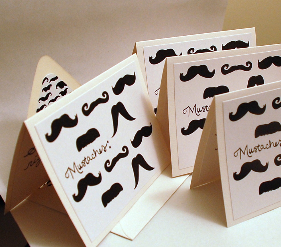 Mustaches are F-ing Trendy Note card set of 4
