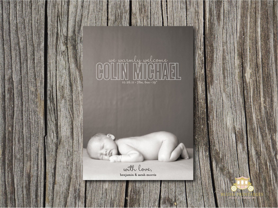 Birth Announcement - New Baby - Printable Design - Custom & Personalized Photo Card - Newborn Photoshoot - 4x6 and 5x7