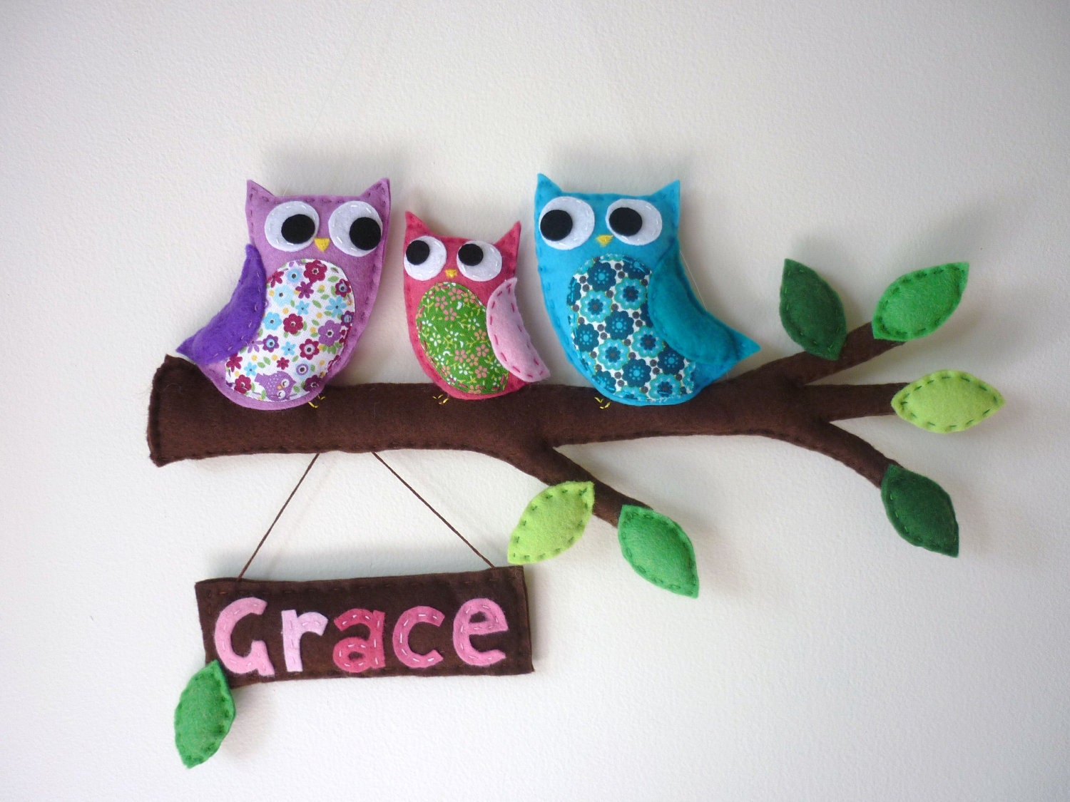 Personalized Owl Family, Mom, Dad and Baby.  Bedroom Door Sign or Wall Hanging