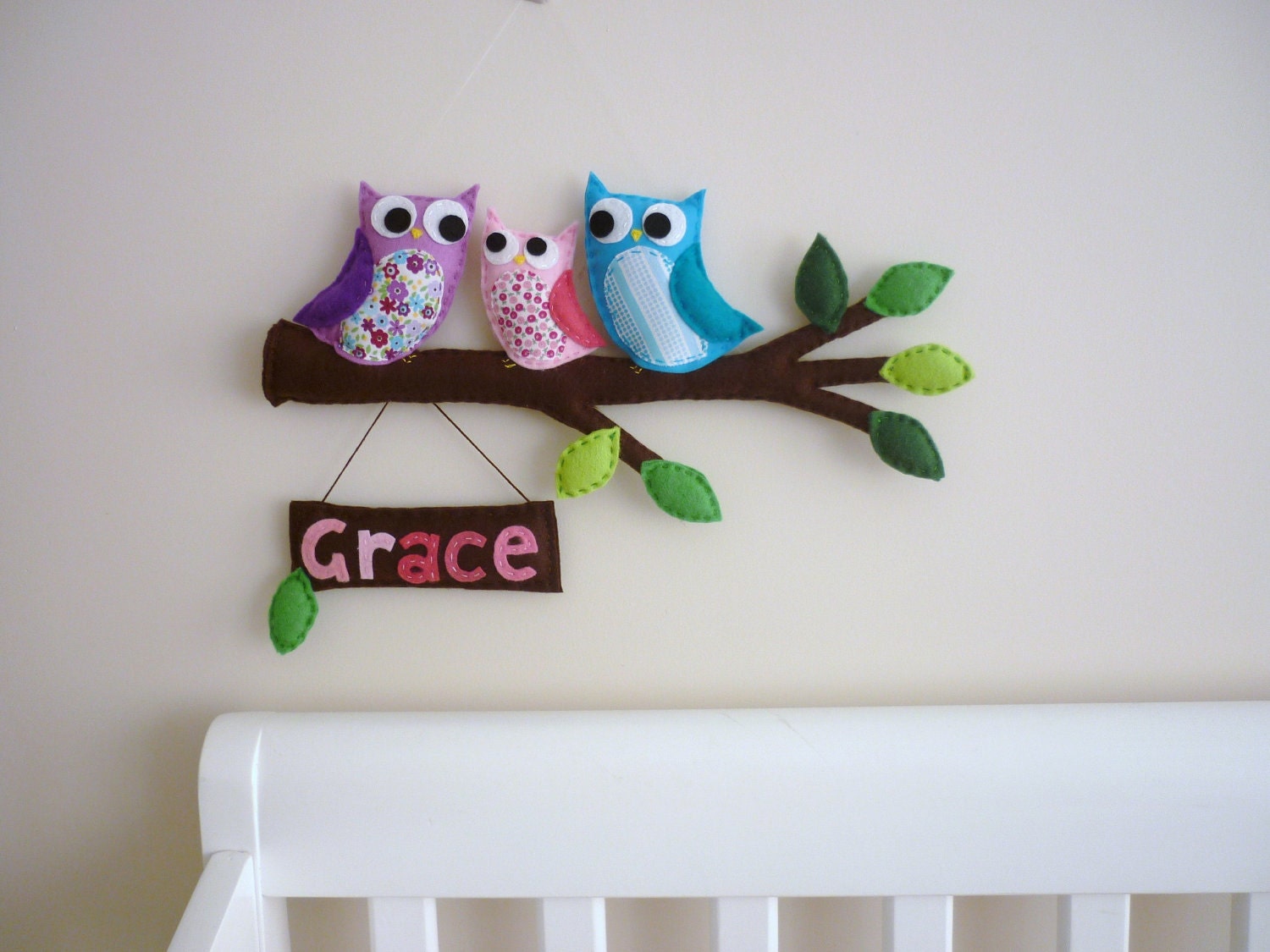 Personalized Owl Family, Mom, Dad and Baby.  Bedroom Door Sign or Wall Hanging
