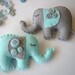 Dreamtime Baby Elephants - Baby Blue and Grey Felt Baby Mobile