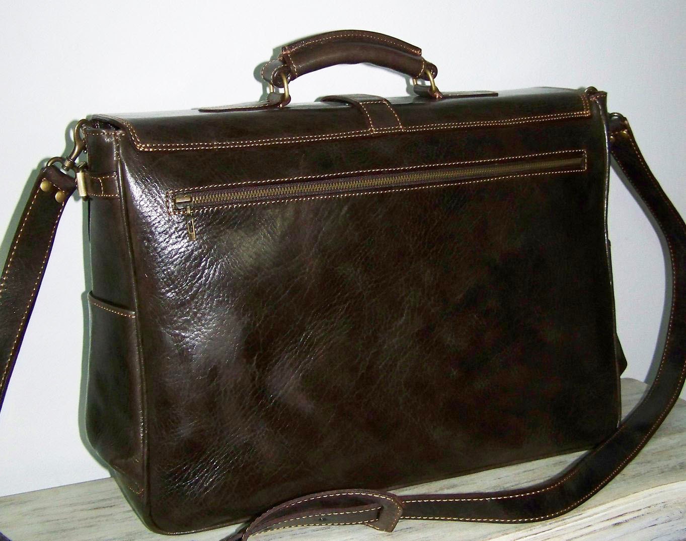 Leather Laptop Bag Briefcase Shoulder Cross body Bag Satchel Ariel in Dark Brown fits a 17 and 15 inches laptop