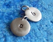 Initial disc pendant / charm in sterling silver / letter charm / necklace bracelet charm