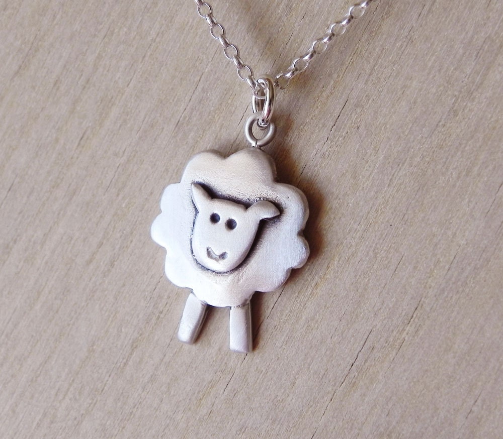 Sheep necklace pendant in sterling silver -Easter gift