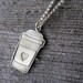 Cup of coffee necklace in sterling silver- gift for the coffee lover