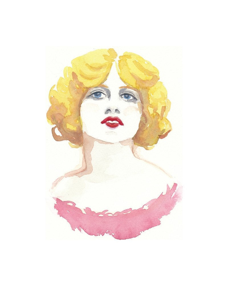 Watercolor Woman Painting - Original Art, Female Portrait