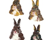 Rabbit Illustration PRINT - Potato Print, Bunny Art, Open Edition - WaterInMyPaint