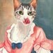 Cat Watercolor PRINT - Cat Portrait, Art History, 18th Century Costume, Open Edition, 8x10