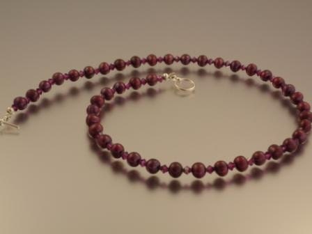 Cranberry Pearl and Ruby Crystal Necklace