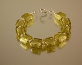 Murano Style Small Olive Glass Foil Square with Stardust Bead Bracelet