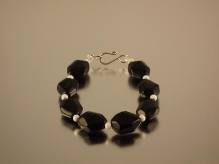 Faceted Black Glass and Stardust Bead Bracelet