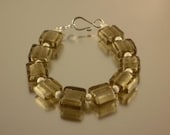 Murano Style Small Smoke Glass Foil Square with Stardust Bead Bracelet