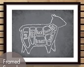 Lamb Butcher Diagram of a Sheep -11x14 Print (featured in Charcoal) (Buy 3 and get One Free)