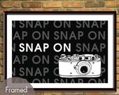 SNAP ON, Vintage SLR Camera -13x19 Poster (Featured in Black)  whimsical vintage inspired poster (Buy 3 get one Free) (thewordshop)