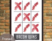 Bacon Wins-Tic Tac Toe 13x19 Print (For the Love of Bacon Series)  (Buy 3 and get 1 Free)