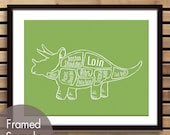 Triceratops, Dinosaur Butcher Diagram -8x10 Print (Featured in Grass Green) (Buy 3 and get One Free)