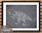 Tyrannosaurus Rex aka T-Rex, Dinosaur Butcher Diagram Series -8x10 Print (Featured in Charcoal) (Buy 3 and get One Free)