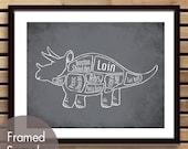 Triceratops, Dinosaur Butcher Diagram Series -8x10 Print (Featured in Charcoal) (Buy 3 and get One Free)