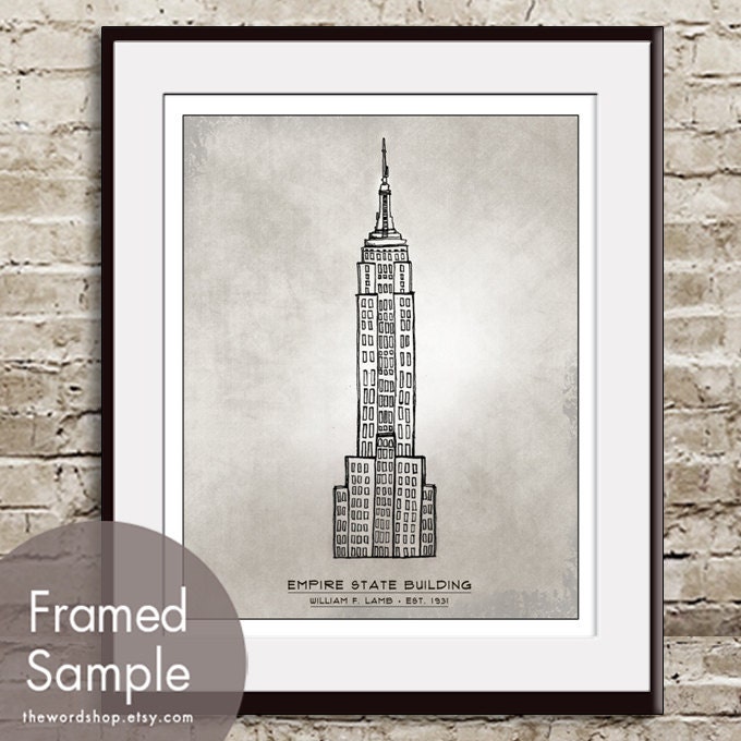 Empire State Building- Landmarks (Artist Sketchpad Collection) 11x14 Print (Buy 3 and get One Free)