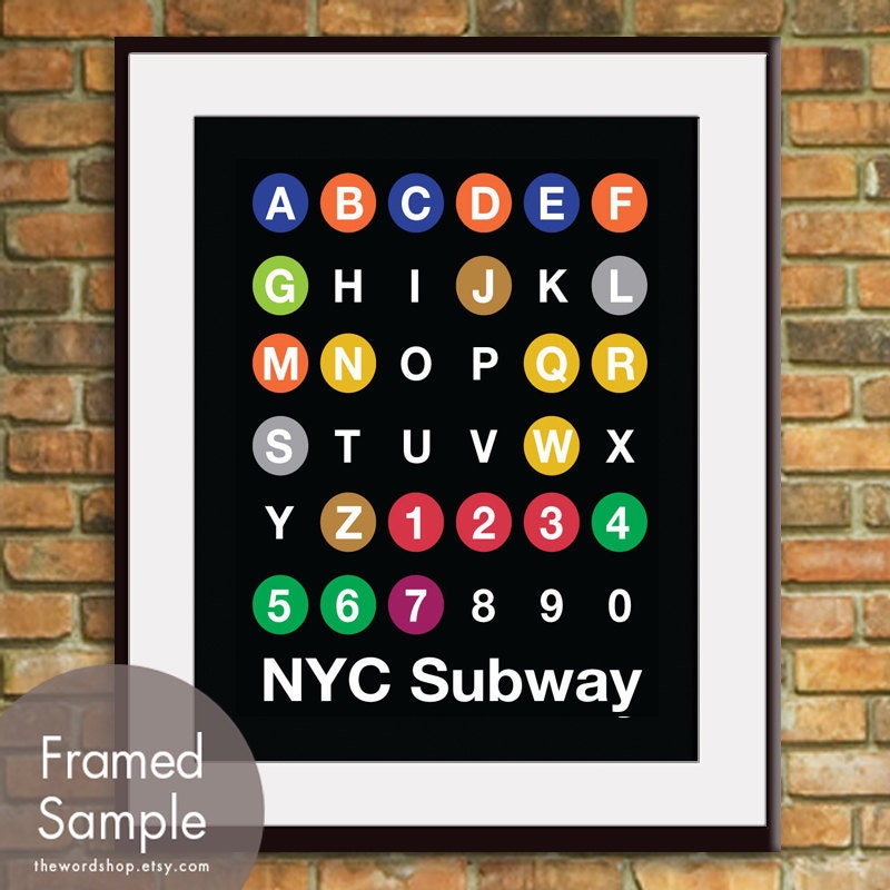 NYC ABC Lines -NYC inspired Subway Sign Art-11x14 Print. Buy 3 and get One Free