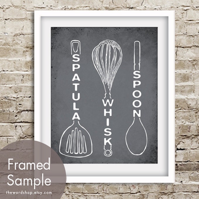 Spatula Whisk Spoon (Kitchen Utensil Art) 8x10 Print (Featured in Charcoal) Buy 3 Get One Free
