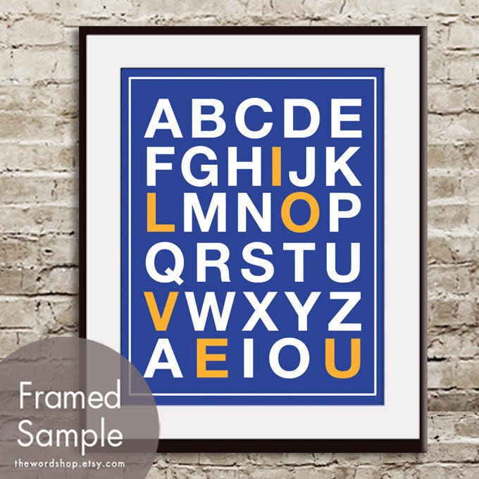 I LOVE YOU - Alphabet  8x10 Print (Featured in Blue Jay and Clementine) Buy 3 Get One Free