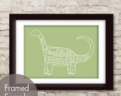 Brontosaurus, Dinosaur Butcher Diagram Series - 5x7 Print (Featured in Tyme Green) (Buy 3 and get One Free)