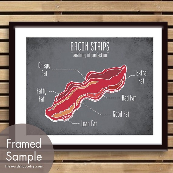 Bacon Anatomy of Perfection (For the Love of Bacon Series) -11x14 Print (Buy 3 and get One Free)