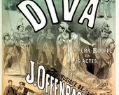 8x10 Vintage French Advertisements. La Diva Opera Poster. Art Nouveau. Jules Cheret - 054