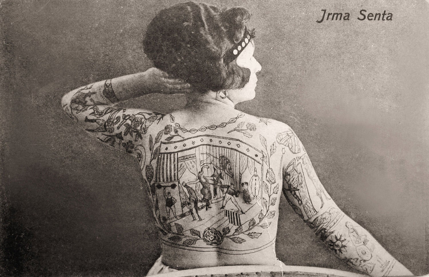 Irma Senta. The Tattood Lady. 11x17 Vintage Circus Photograph - 205