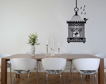 Birdcage w Two Birds Vinyl Wall Decal