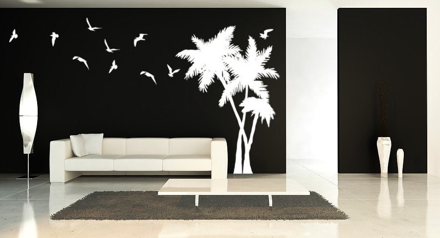 Palm Tree Vinyl Decal Seagulls Birds Vinyl Wall Art