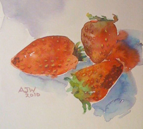 Three strawberries   size 4.5inx6in 12cmx15cm