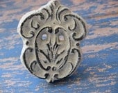 Set of 2 Cream and Natural Architectural Flourish Pulls for your Drawers or Cabinets or Armoire