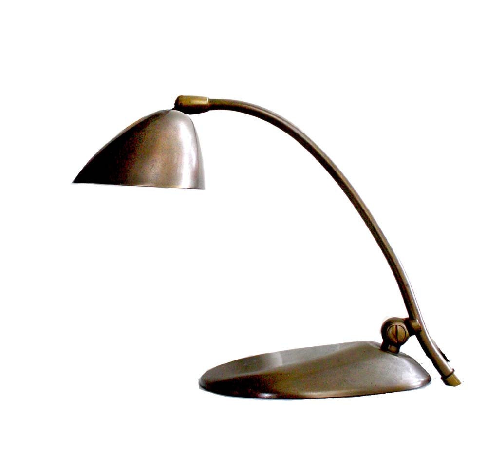 Vintage Metal Banker's Lamp. Utilitarian Design. Elegant Form