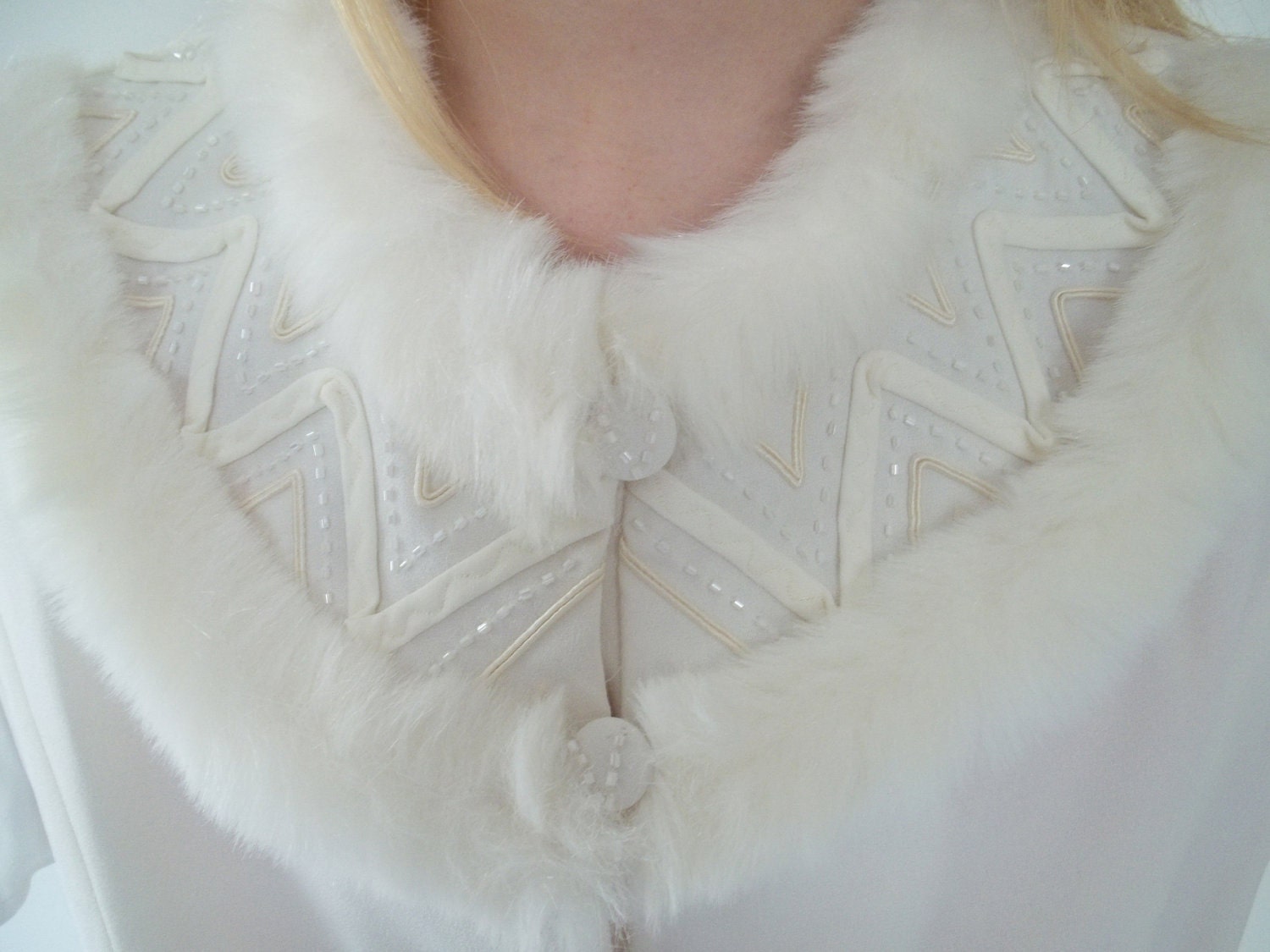 wedding gown dress mad men skirt jacket faux fur white FALL / WINTER wedding at lilacinspirations