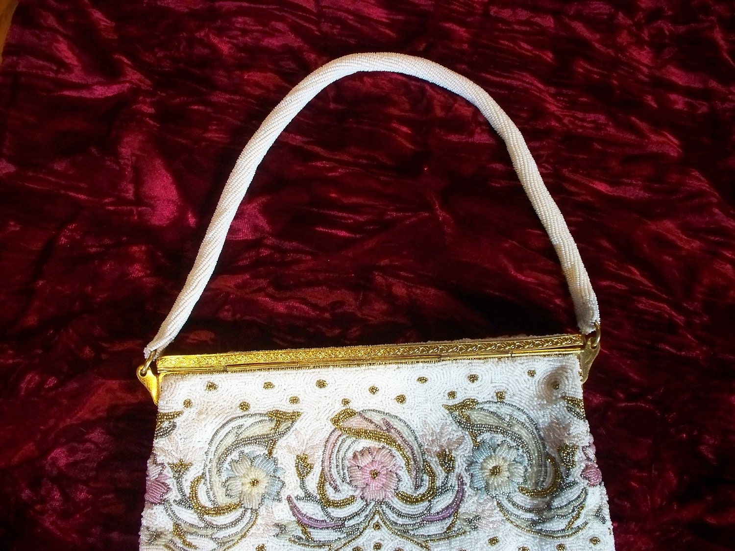 Beaded Purse - Vintage Bag - Micro Beaded Purse Art Deco Exquisite Detail Mint Condition
