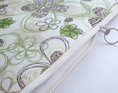 13 " Macbook or Laptop sleeve with zipper closure -Floral in green  - Ready to ship