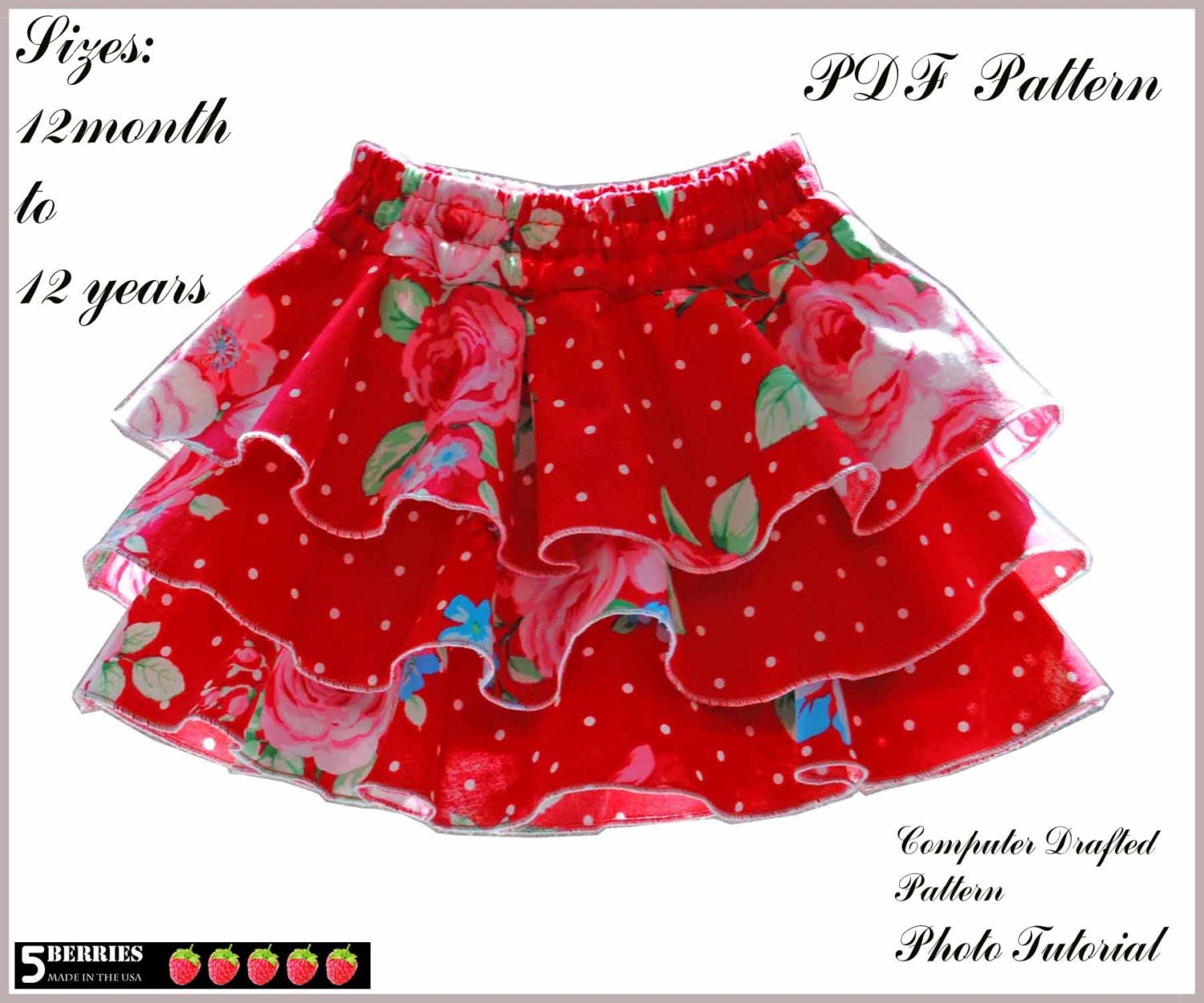 Emma Skirt Pattern, Girls Shorts Skort Pattern, Children's Sewing Patterns, PDF, E Book, Tutorial
