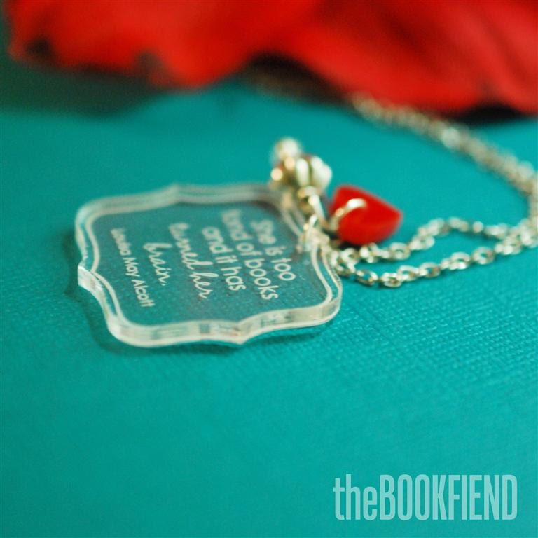 too fond of books acrylic necklace
