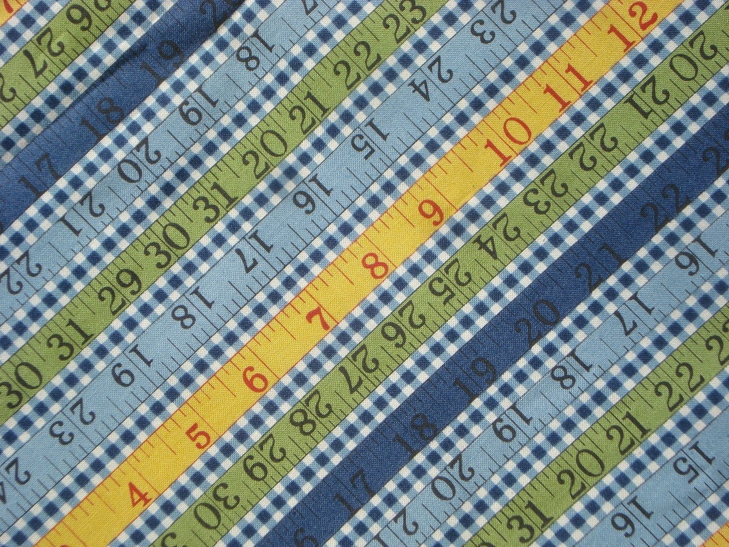 American Jane Wee Play Rulers blue check moda fabrics FQ or more