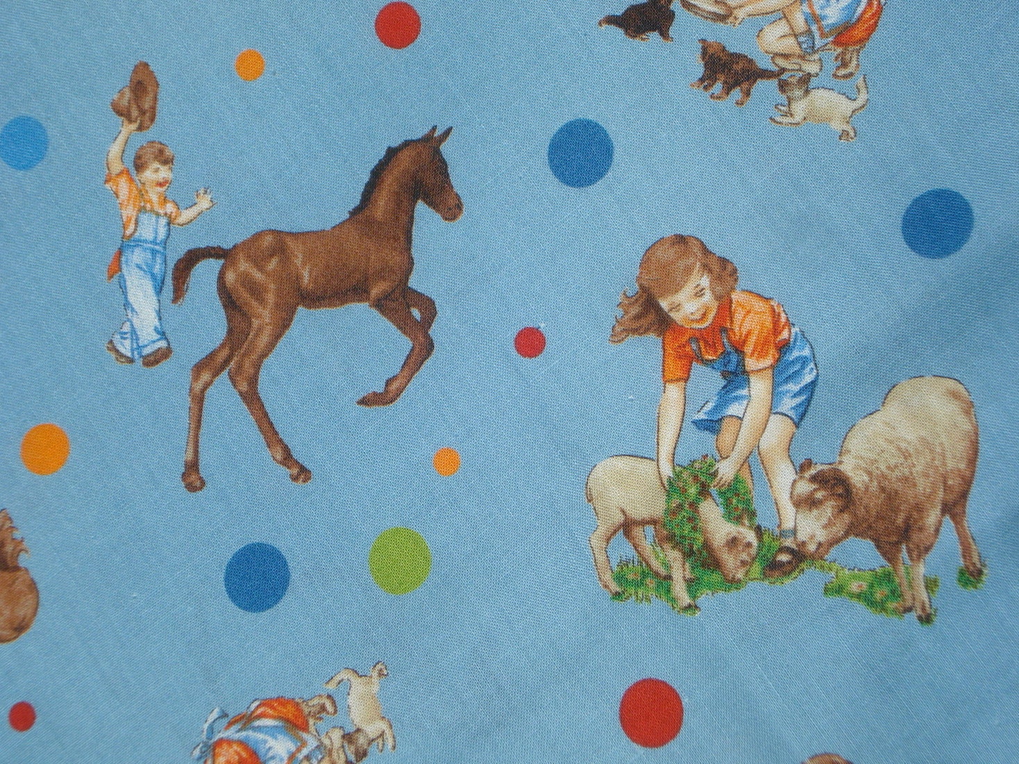 American Jane Peas and Carrots Farm Animals Children Blue moda fabrics FQ or more