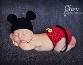 Baby boy Mickey Mouse Hat and Diaper cover