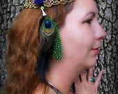 Feathered Hair Extension Native Gypsy Blue Rose and Peacock